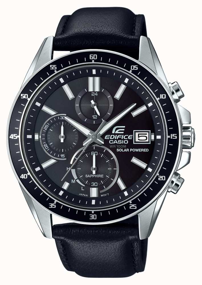 casio edifice solar sapphire glass leather strap