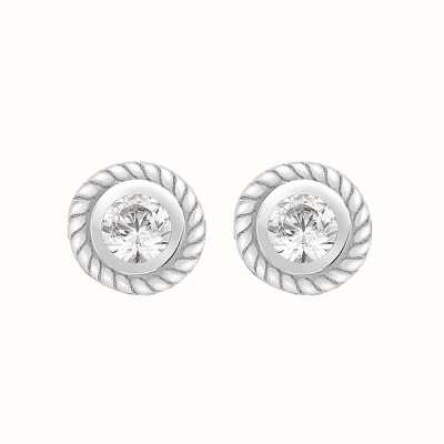 Perfection Crystals Single Stone Rubover Ornate Stud Earrings (0.30ct) E2146-SK