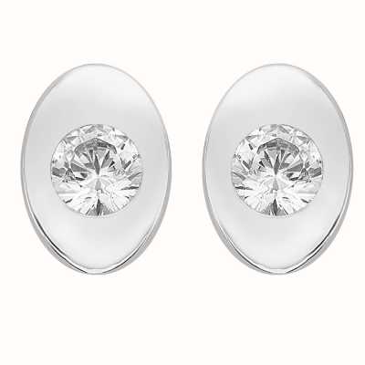 Perfection Crystals Single Stone Rubover Oval Stud Earrings (0.15ct) E2168-SK