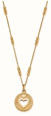 ChloBo GOLD Triple Bobble Chain Guiding Heart Necklace GNTBB3221