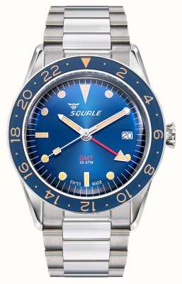 Squale Sub-39 GMT Vintage Blue (40.5mm) Blue Sunray Dial / Stainless Steel Bracelet SUB39GMTB.BR22