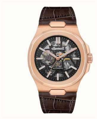 Ingersoll The Catalina | Black Skeleton Dial | Brown Leather Strap I12505