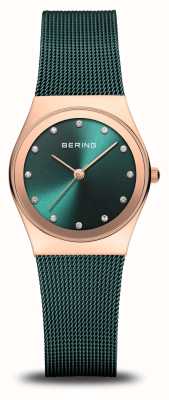 Bering Classic | Green Dial | Green PVD Steel Mesh Bracelet 12927-868