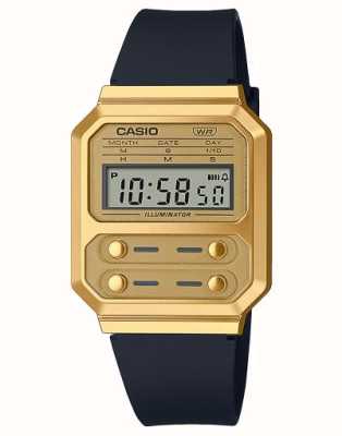 Casio Vintage | Gold Resin Case | Black Strap A100WEFG-9AEF