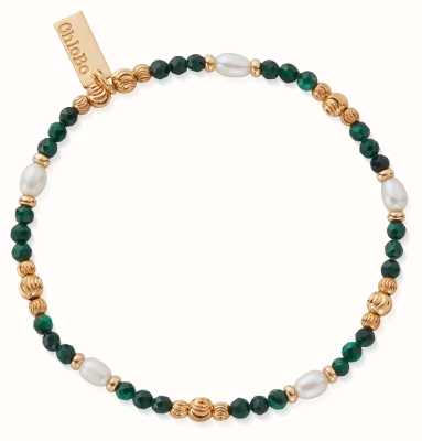 ChloBo Pearl and Malachite PURITY Bracelet - Gold Plated GBMRPMC