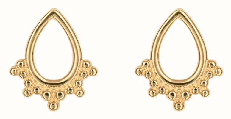 Elements Gold Gold Plated Sterling Silver Open Tear Drop Ornate Stud Earrings E6168