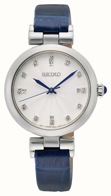 Seiko Women's | White Crystal Set Dial | Blue Leather Strap SRZ545P1 -  First Class Watches™ AUS