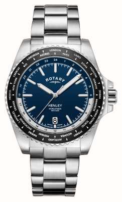 Rotary Henley | World Time | Blue Dial | Stainless Steel Bracelet GB05370/88