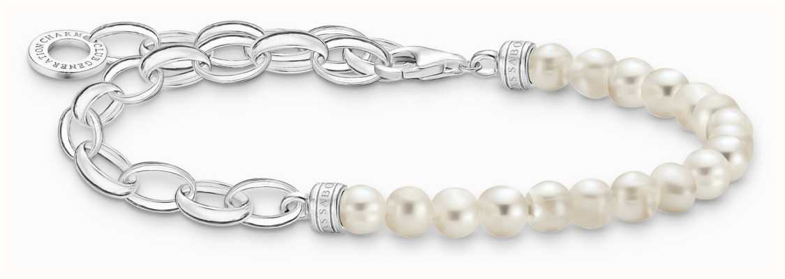 Thomas Sabo Sterling Silver Bracelet | Freshwater Pearl Beads | Charm Bracelet Chain A2098-082-14-L17
