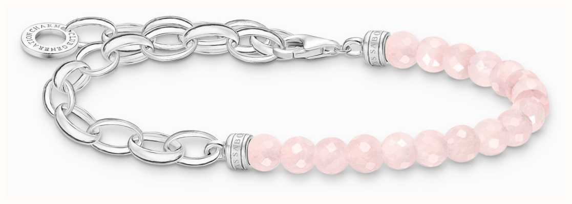 Thomas Sabo Sterling Silver Bracelet | Rose Quartz Beads | Charm Bracelet A2098-034-9-L17