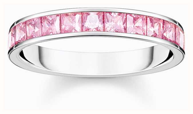 Thomas Sabo Pink Pavé Ring | Sterling Silver | Pink Cubic Zirconia | EU 54 UK N TR2358-051-9-54