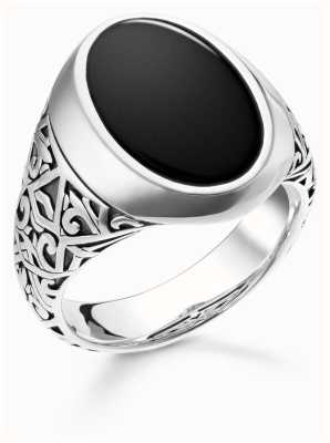 Thomas Sabo Rebel At Heart | Black Signet Ring | Sterling Silver | Ring Size 62/U TR2242-698-11-62