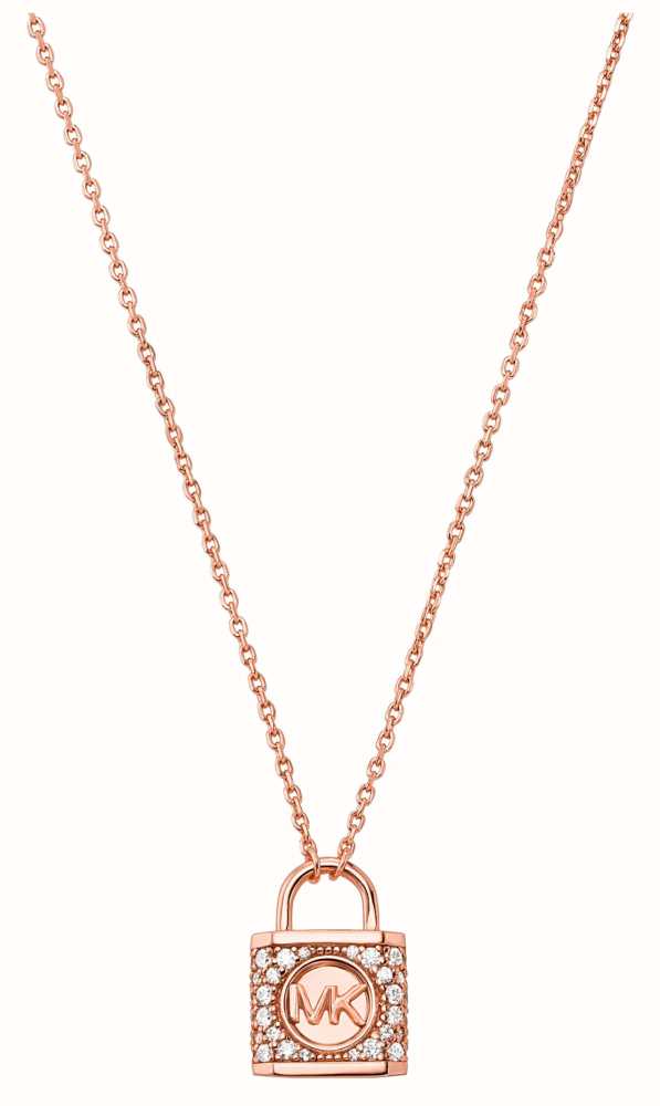 Michael Kors Padlock Pendant Necklace | Rose Gold Plated Sterling
