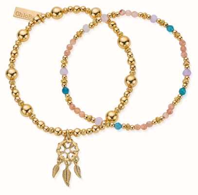 ChloBo Dusky Dreams | Set of 2 Bracelets | Gold Plated | Coloured Crystals GBSETSLA3291