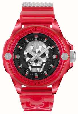 Philipp Plein $KULL SYNTHETIC HIGH-ICONIC / Black Dial Red Strap PWWAA0223