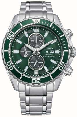 Citizen Men's Promaster Diver | Chronograph | Eco-Drive | Green Dial | Stainless Steel Bracelet CA0820-50X