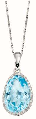 Elements Gold 9ct White Gold Diamond and Irregular Blue Topaz Pendant Only GP2288T