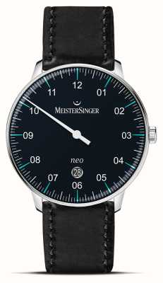 MeisterSinger Neo Plus (40mm) Black Dial Black Leather Strap NE402T