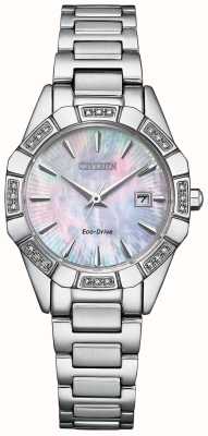 Citizen Women's Diamond Eco-Dive Mother of Pearl Dial Stainless Steel Bracelet EW2650-51D