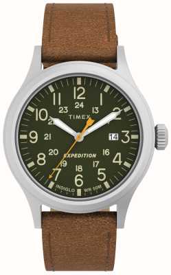 Timex Men's Expedition Scout Green Dial Brown Leather Strap TW4B23000