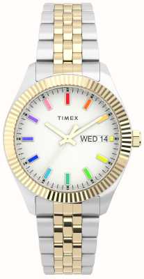 Timex Womens Legacy Rainbow White Dial Two-Tone Stainless Steel Bracelet TW2V61600