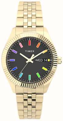 Timex Women's Legacy Rainbow Black Dial Gold-Tone Stainless Steel Bracelet TW2V61800