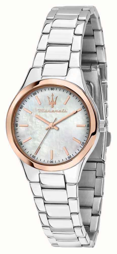 Ladies silver watch with mother of pearl discount face