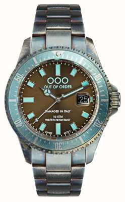 Out Of Order Turquoise & Brown Casanova (44mm) Brown Dial / Aged Stainless Steel OOO.001-18.TU.MS
