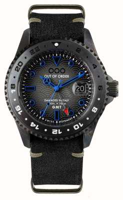 Out Of Order GMT Tokyo Shibuya (44mm) Grey Dial / Vintage Black Leather OOO.001-19.TS
