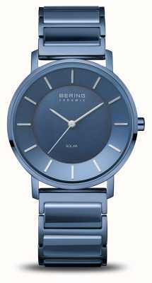 Bering Women's Solar Blue Dial / Blue Ceramic and Stainless Steel Bracelet 19535-797