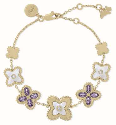 Radley Jewellery Gold Plated Purple Crystal Mother-of-Pearl Flower Motif Bracelet RYJ3262S