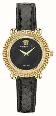Versace Greca Twist Black Dial / Black Leather Strap VE6I00323