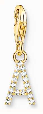 Thomas Sabo Charm Pendant Letter A With White Stones Gold Plated 1964-414-14