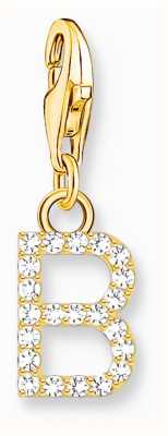 Thomas Sabo Charm Pendant Letter B With White Stones Gold Plated 1965-414-14