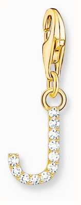 Thomas Sabo Charm Pendant Letter J With White Stones Gold Plated 1973-414-14
