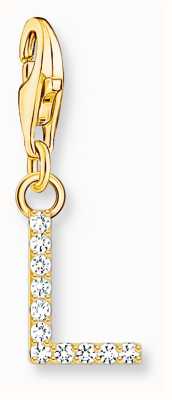 Thomas Sabo Charm Pendant Letter L With White Stones Gold Plated 1975-414-14