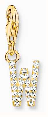 Thomas Sabo Charm Pendant Letter W With White Stones Gold Plated 1986-414-14