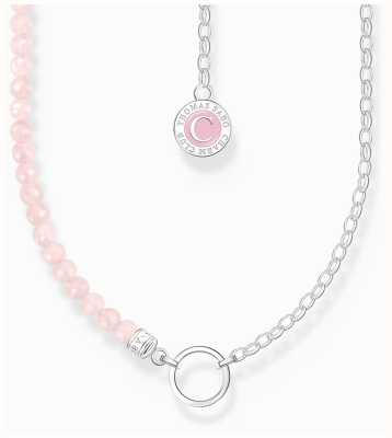 Thomas Sabo Charm Necklace With Beads Of Rose Quartz And Chain Links Sterling Silver 45cm KE2190-067-9-L45V