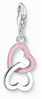 Thomas Sabo Charm Club Interlocking Pink and Silver Heart Pendant 2013-007-9