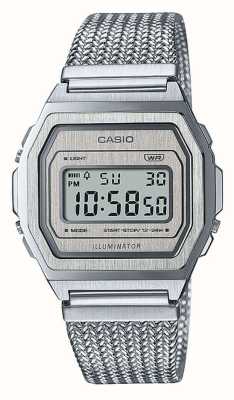 Casio Vintage A1000 Series (39.6mm) Digital Dial / Stainless Steel Mesh A1000MA-7EF