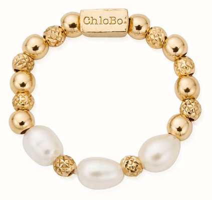 ChloBo Triple Sparkle Pearl Ring (Small) - Gold Plated GR1TRP