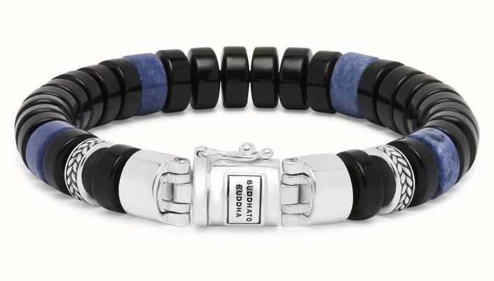 Buddha To Buddha Spirit Bead Onyx Sodalite Bracelet Sterling Silver 202OS Size F 001J012021506