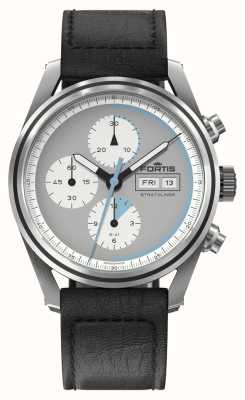 FORTIS Stratoliner S-41 Automatic Cool Grey (41mm) Black Leather Aviator Strap F2340015