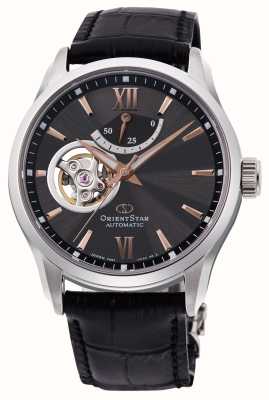 Orient Star Contemporary Open Heart Mechanical (39mm) Black Dial / Black Leather RE-AT0007N00B