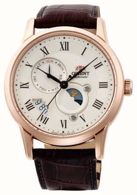 Orient Sun & Moon Mechanical (42.5mm) Ivory Dial / Brown Leather RA-AK0007S10B