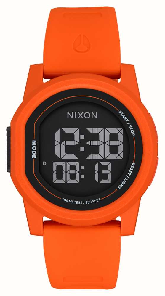 Nixon Disk 39mm Digital Dial Orange Silicone Strap A1370 5194