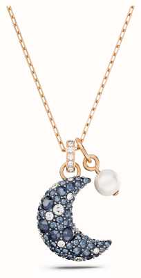 Swarovski Luna Pendant Necklace Rose Gold-Tone Plated Blue and White Crystals 5671585