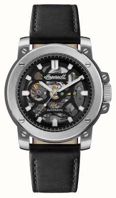 Ingersoll THE FREESTYLE Automatic (45.5mm) Black Skeleton Dial / Black Leather Strap I14401
