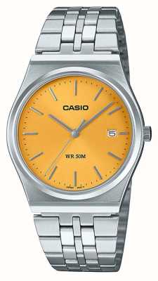 Casio MTP Series Analogue Quartz (35mm) Saffron Yellow Sunray Dial / Stainless Steel Bracelet EX-DISPLAY MTP-B145D-9AVEF EX-DISPLAY