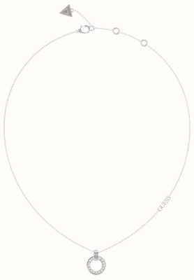 Guess Women's Circle Lights Rhodium Plated Pavé Circle Necklace 16-18" UBN03159RH